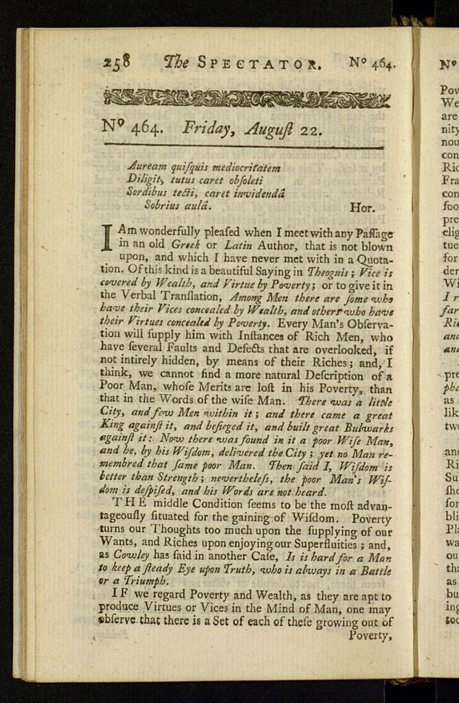 Miniatura de The Spectator del 22 de agosto de 1712, nº 464