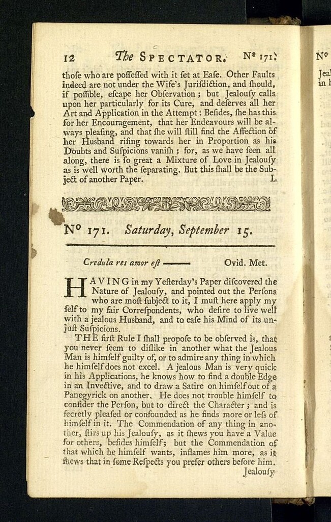 Miniatura de The Spectator del 15 de septiembre de 1711, nº 171