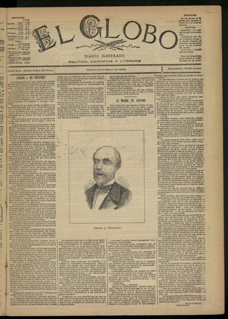 Miniatura de El Globo : diario ilustrado del 15 de mayo de 1886, nº 3851