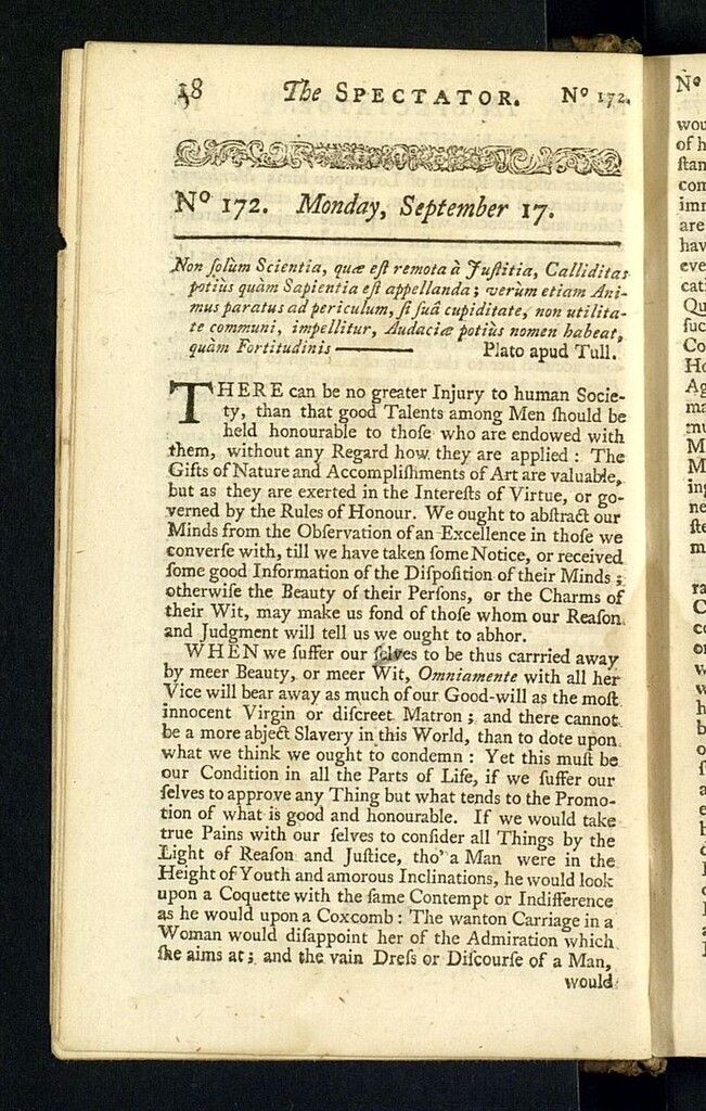 Miniatura de The Spectator del 17 de septiembre de 1711, nº 172
