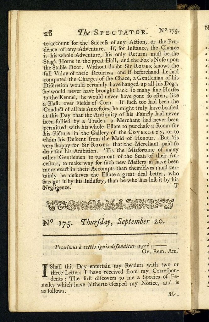 Miniatura de The Spectator del 20 de septiembre de 1711, nº 175