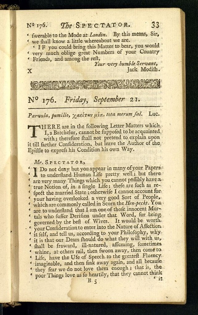 Miniatura de The Spectator del 21 de septiembre de 1711, nº 176
