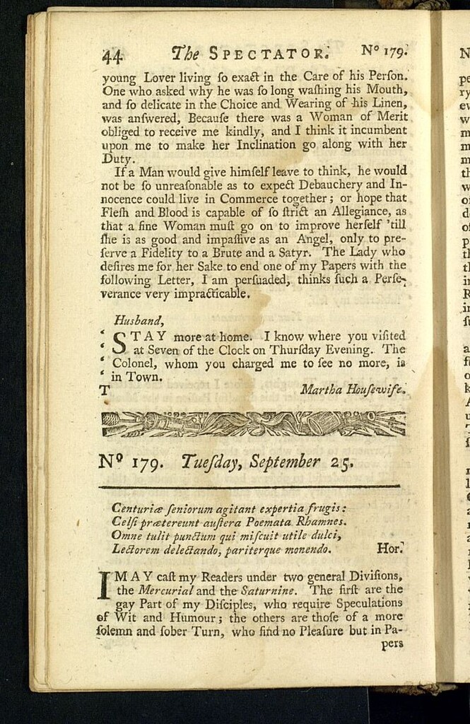 Miniatura de The Spectator del 25 de septiembre de 1711, nº 179