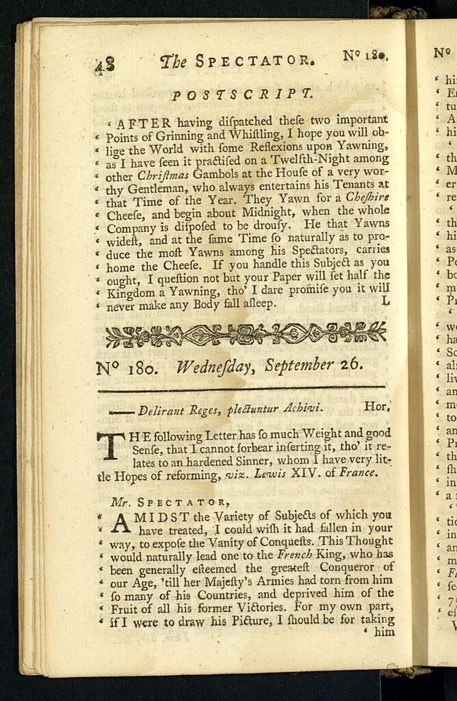 Miniatura de The Spectator del 26 de septiembre de 1711, nº 180