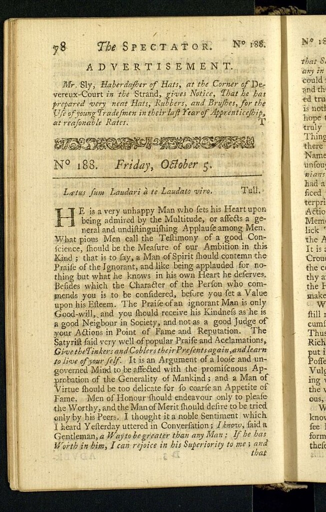 Miniatura de The Spectator del 5 de octubre de 1711, nº 188