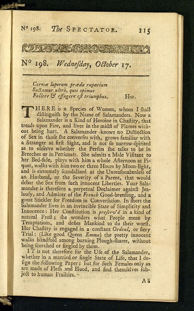Miniatura de The Spectator del 17 de octubre de 1711, nº 198