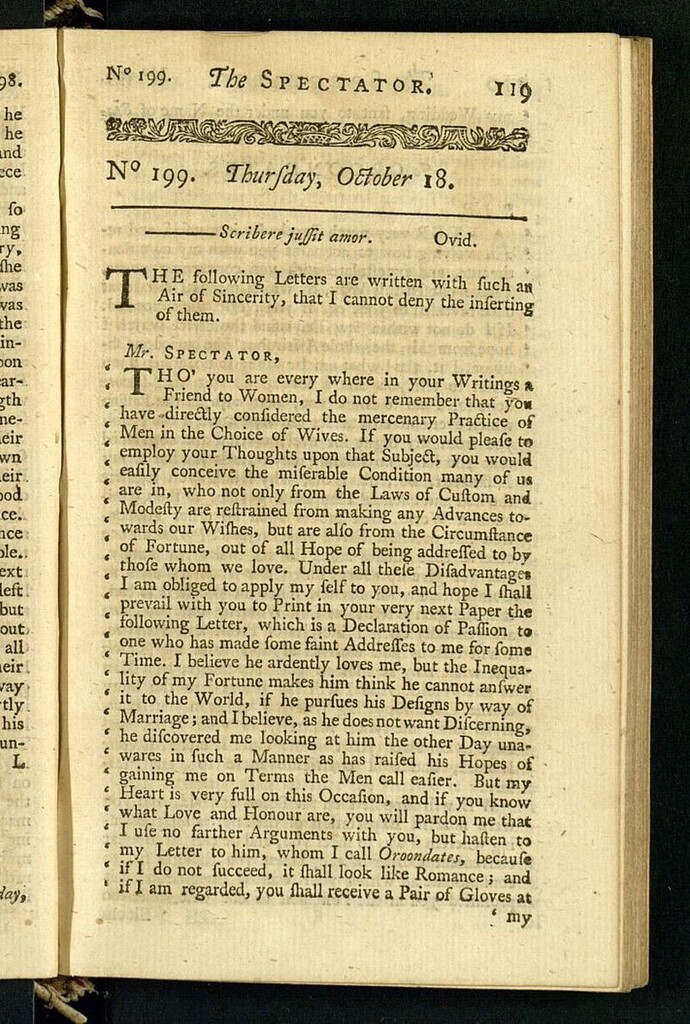 Miniatura de The Spectator del 18 de octubre de 1711, nº 199