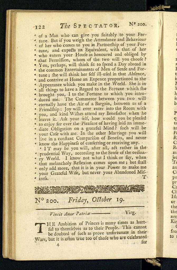 Miniatura de The Spectator del 19 de octubre de 1711, nº 200