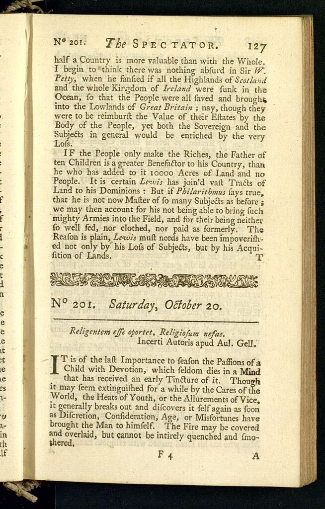 Miniatura de The Spectator del 20 de octubre de 1711, nº 201