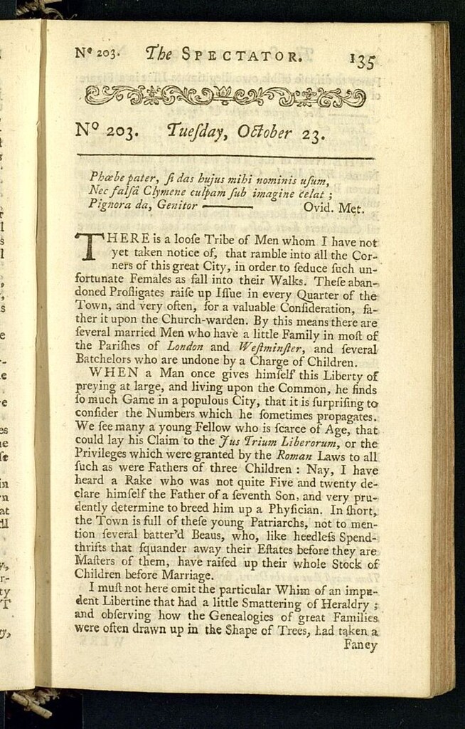 Miniatura de The Spectator del 23 de octubre de 1711, nº 203