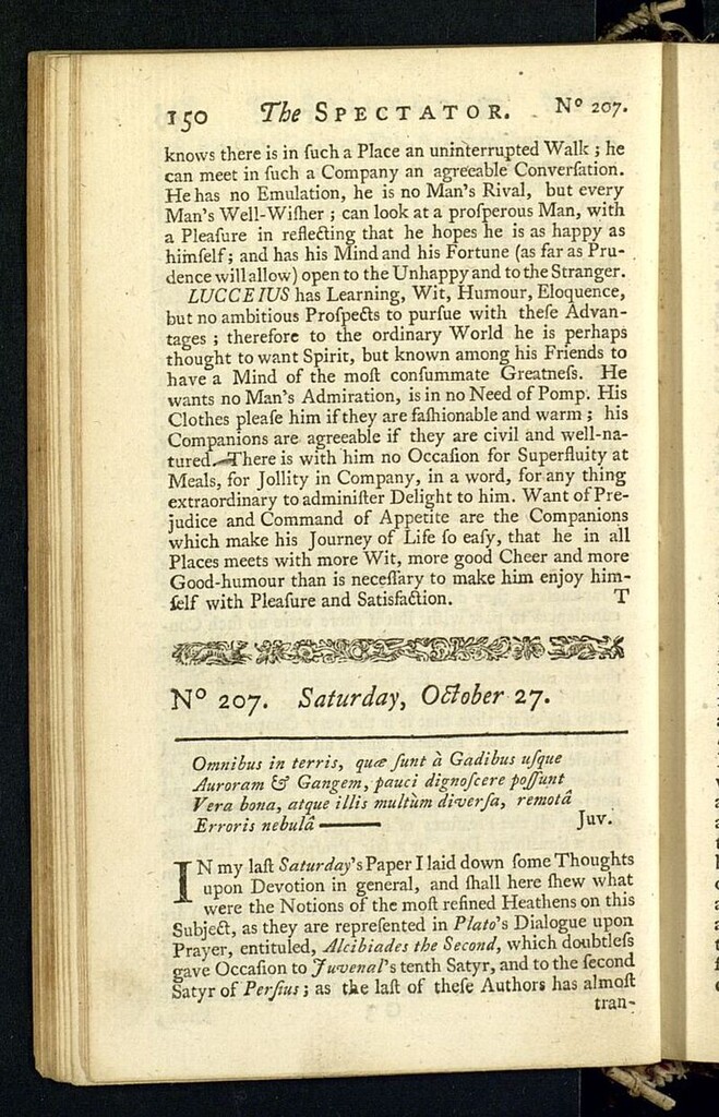 Miniatura de The Spectator del 27 de octubre de 1711, n º 207