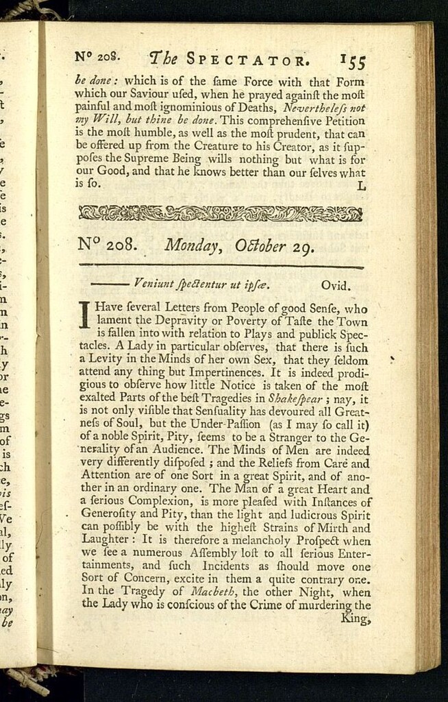 Miniatura de The Spectator del 29 de octubre de 1711, nº 208