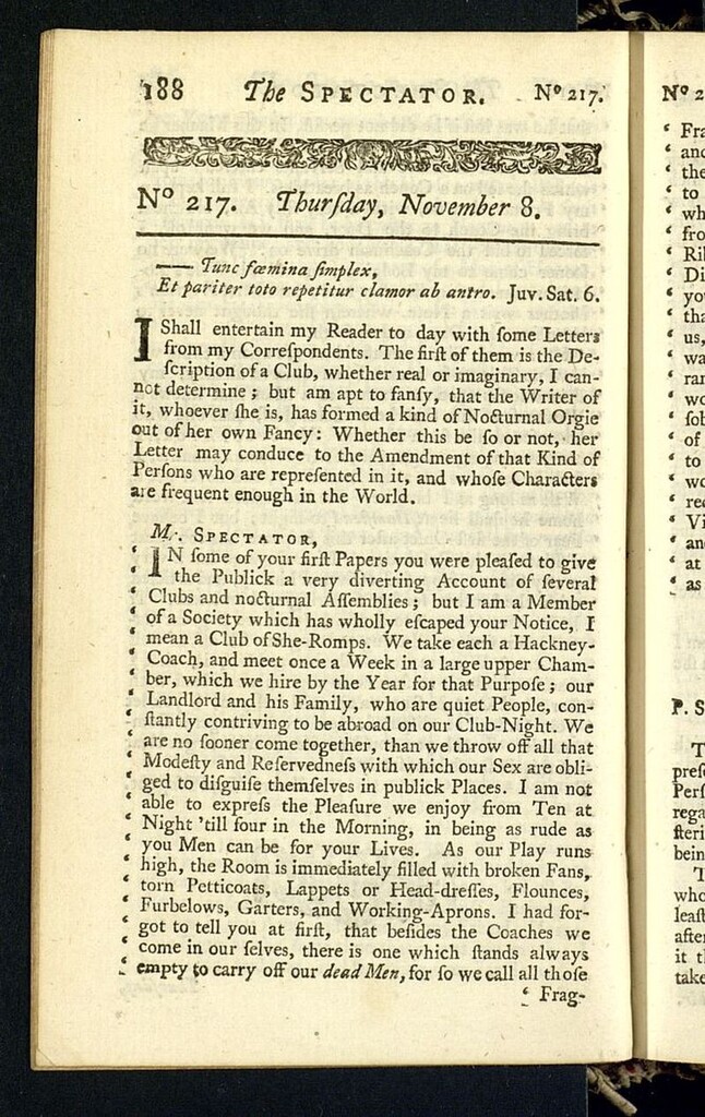 Miniatura de The Spectator del 8 de noviembre de 1711, nº 217