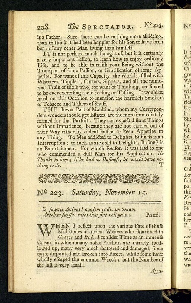 Miniatura de The Spectator del 15 de noviembre de 1711, nº 223