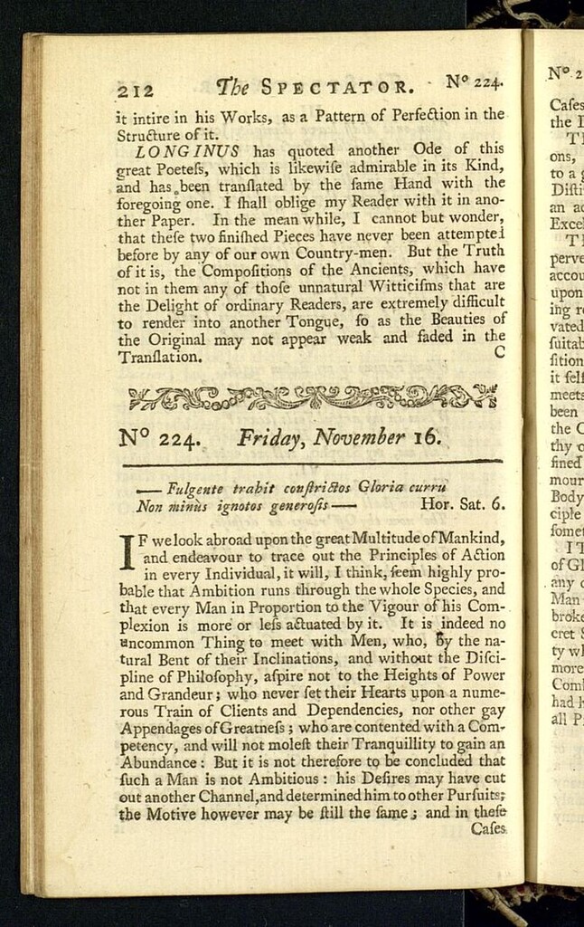 Miniatura de The Spectator del 16 de noviembre de 1711, nº 224