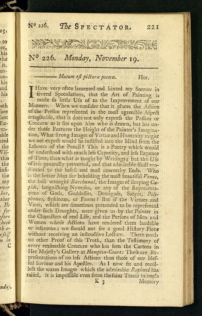 Miniatura de The Spectator del 19 de noviembre de 1711, nº 226