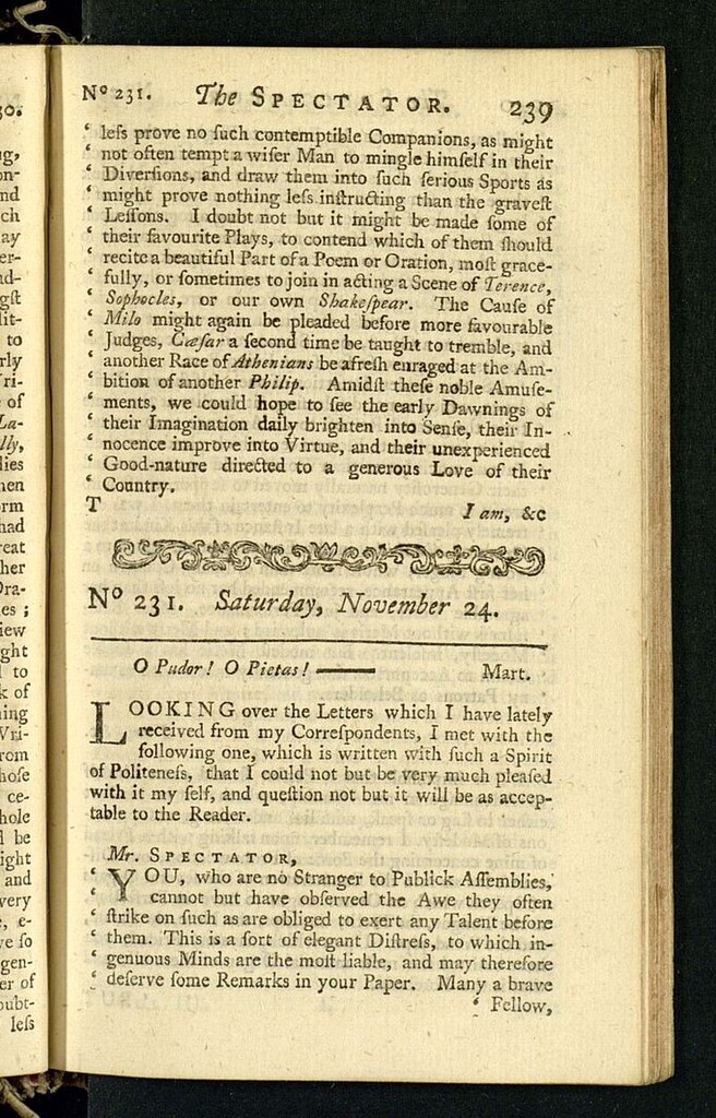 Miniatura de The Spectator del 24 de noviembre de 1711, nº 231