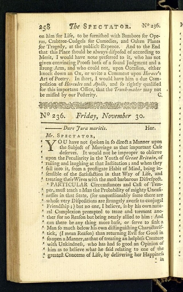 Miniatura de The Spectator del 30 de noviembre de 1711, nº 236