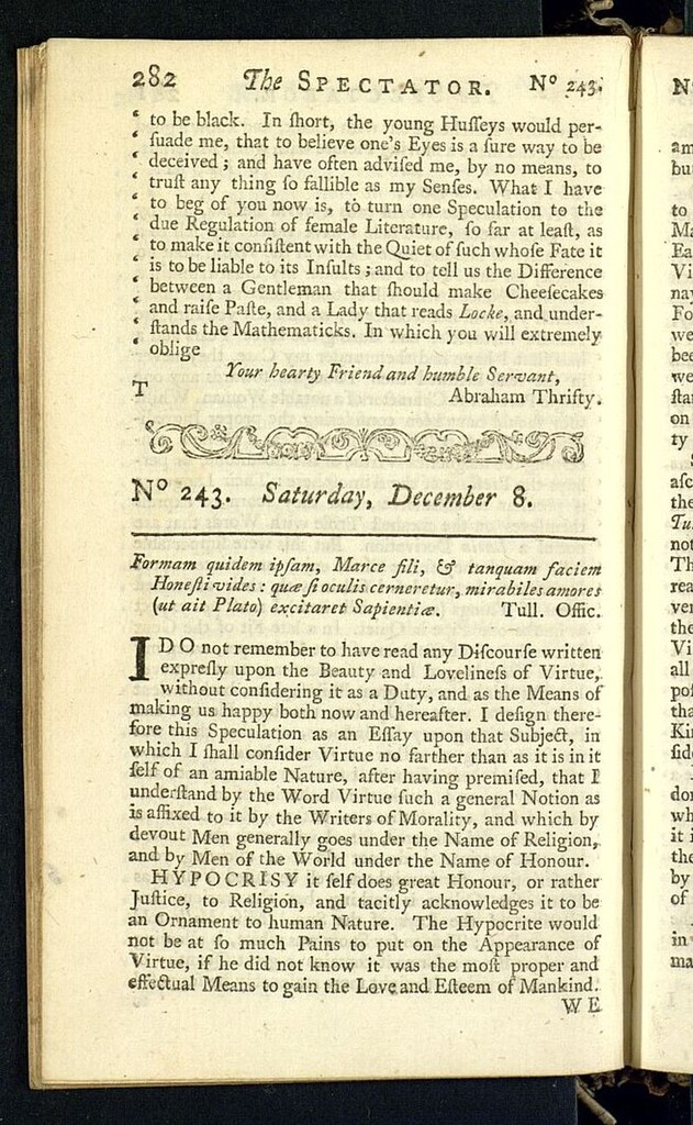 Miniatura de The Spectator del 8 de diciembre de 1711, nº 243
