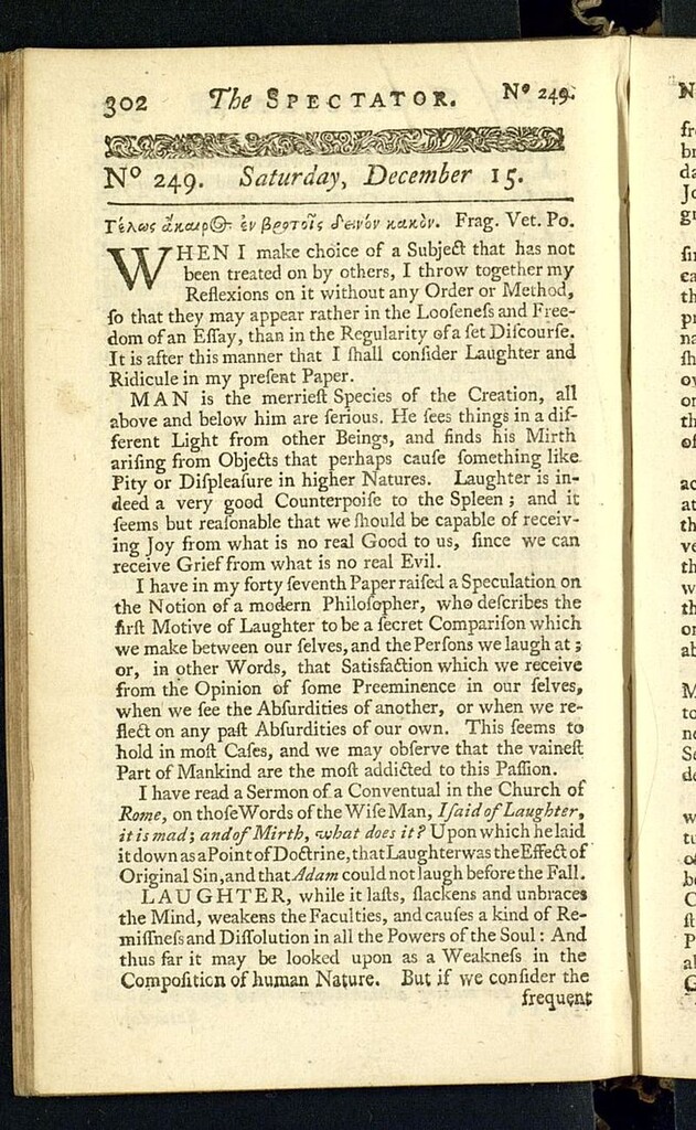 Miniatura de The Spectator del 15 de diciembre de 1711, nº 249