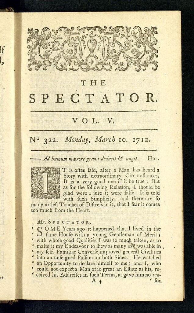 Miniatura de The Spectator del 10 de marzo de 1712, nº 322