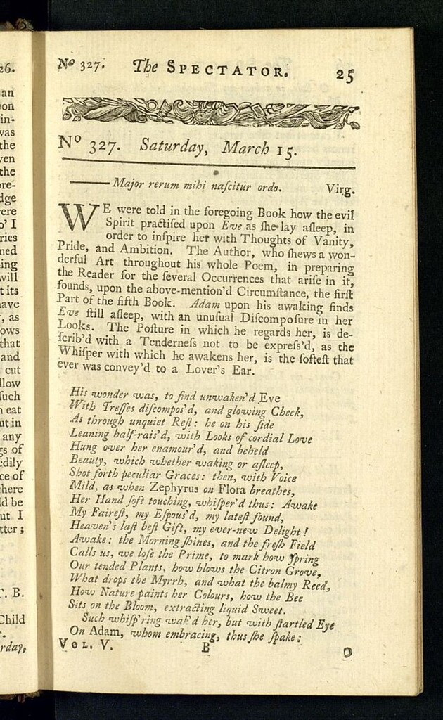 Miniatura de The Spectator del 15 de marzo de 1712, nº 327