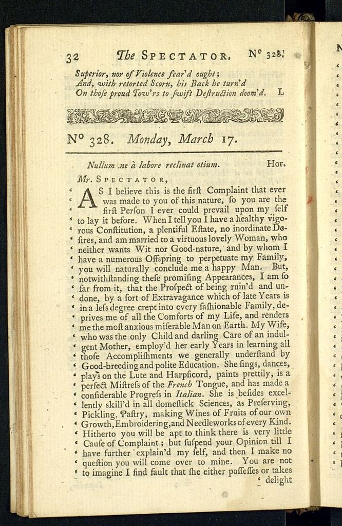 Miniatura de The Spectator del 17 de marzo de 1712, nº 328