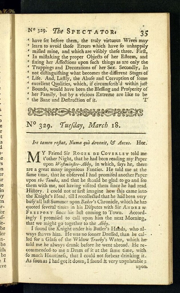 Miniatura de The Spectator del 18 de marzo de 1712, nº 329