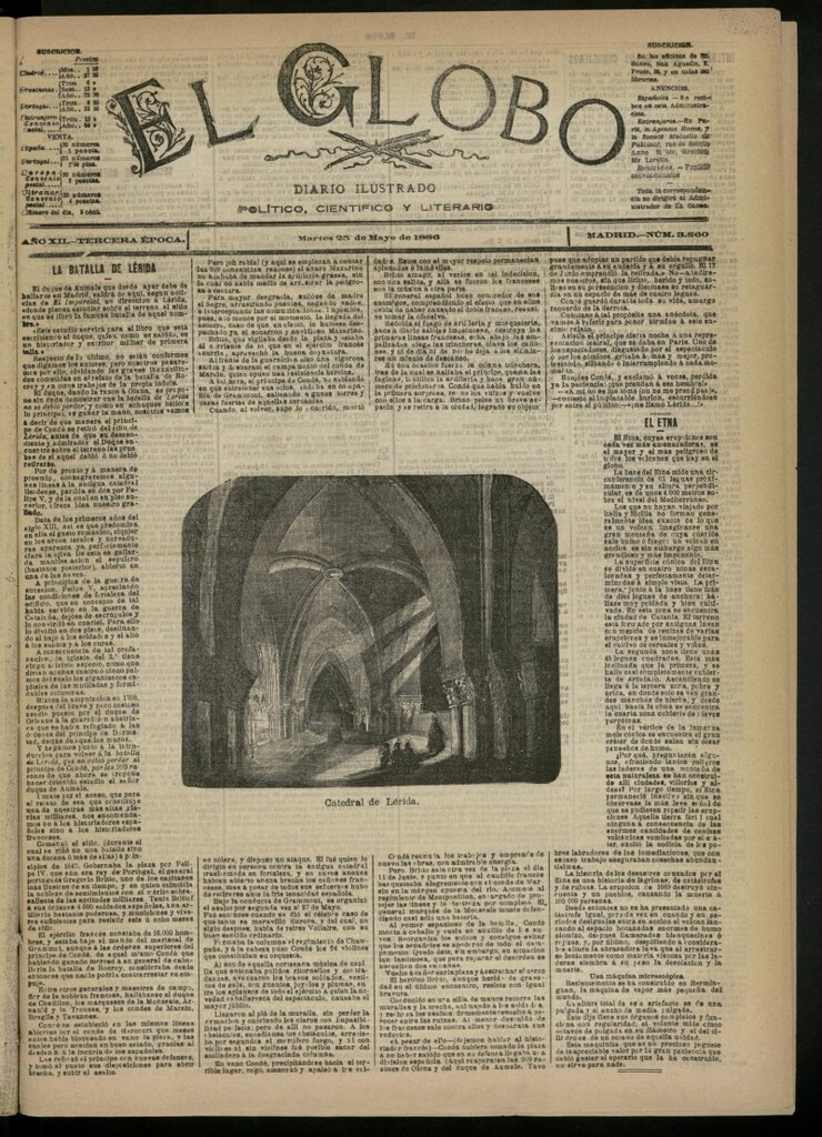 Miniatura de El Globo : diario ilustrado del 25 de mayo de 1886, nº 3860