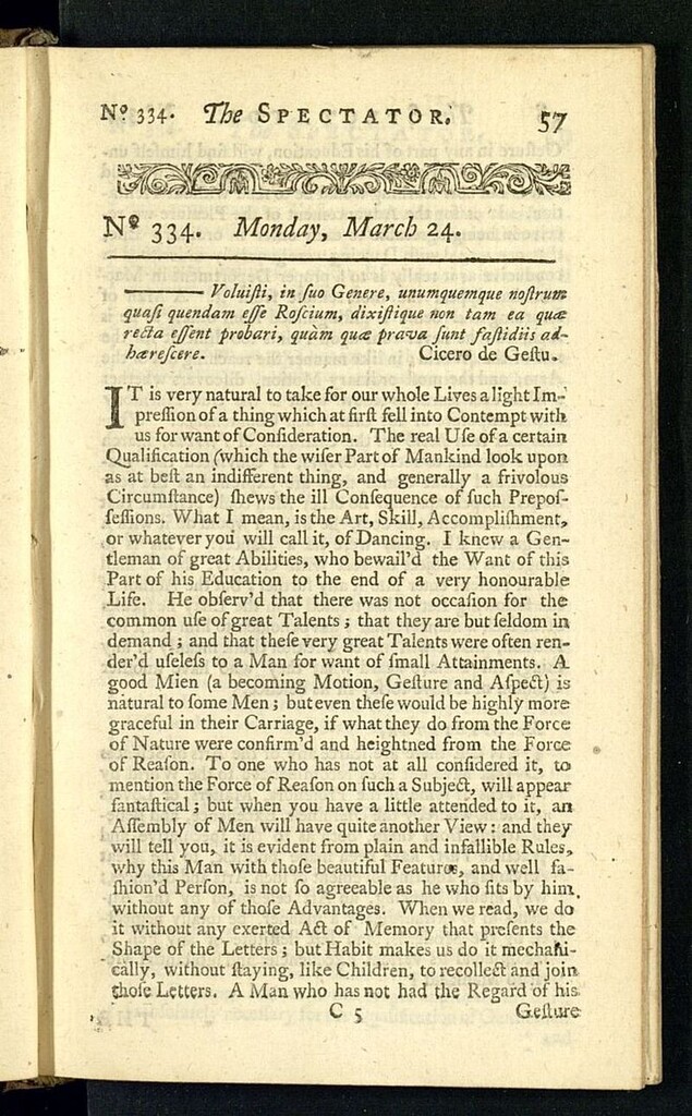 Miniatura de The Spectator del 24 de marzo de 1712, nº 334