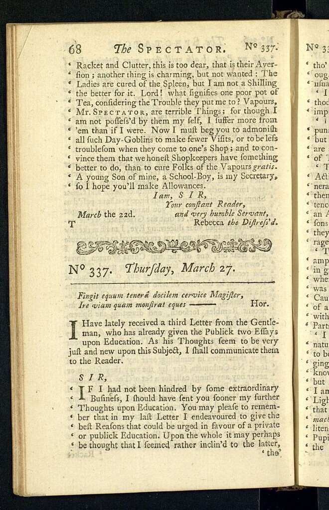 Miniatura de The Spectator del 27 de marzo de 1712, nº 337
