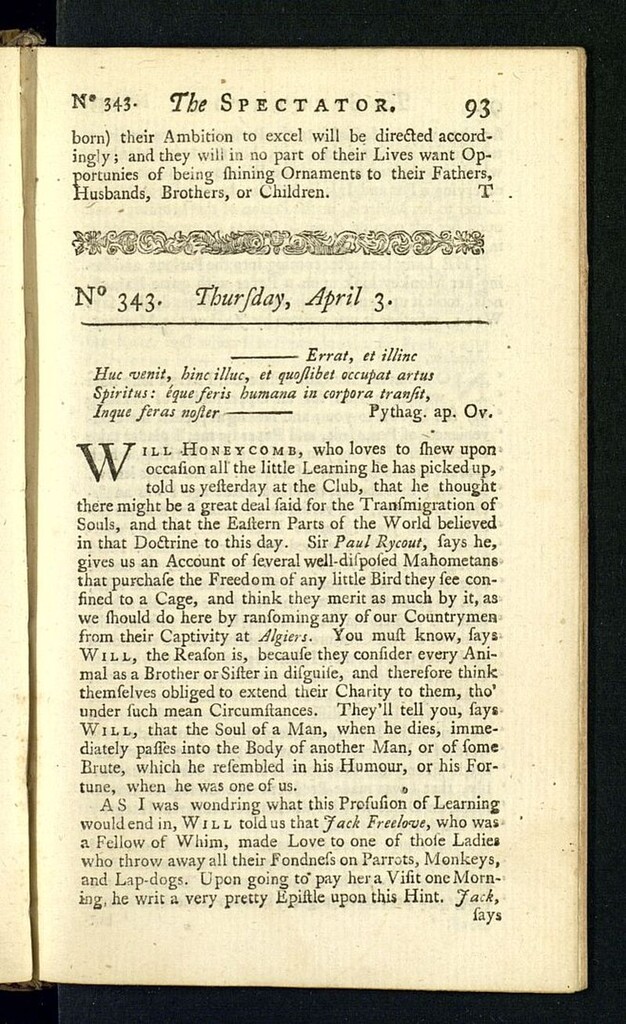 Miniatura de The Spectator del 3 de abril de 1712, nº 343