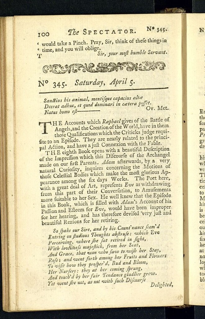 Miniatura de The Spectator del 5 de abril de 1712, nº 345