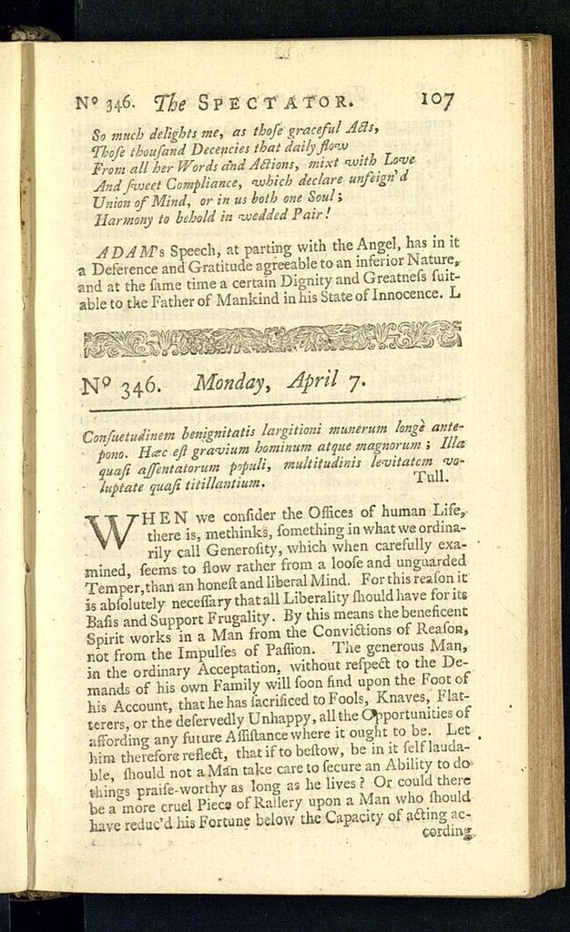 Miniatura de The Spectator del 7 de abril de 1712, nº 346