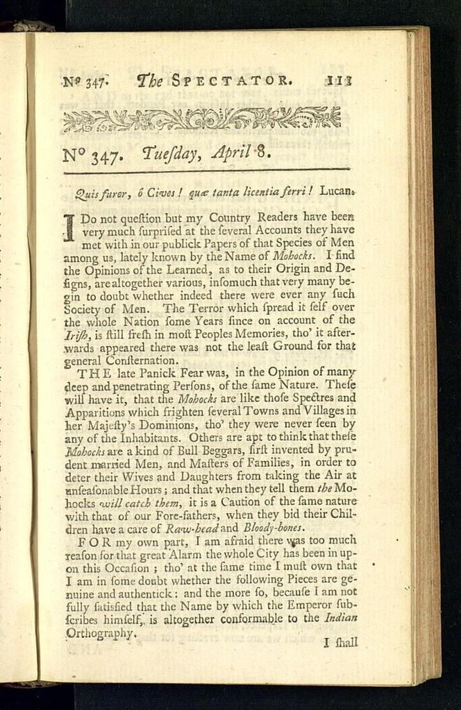 Miniatura de The Spectator del 8 de abril de 1712, nº 347