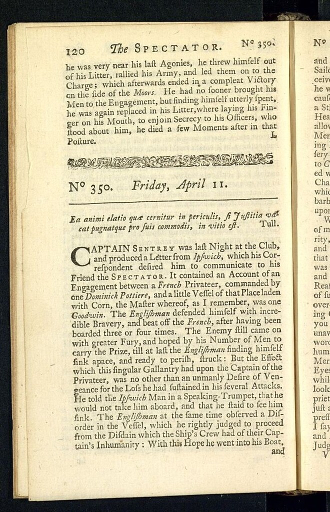 Miniatura de The Spectator del 11 de abril de 1712, nº 350