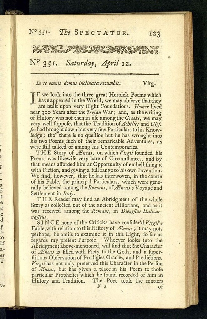 Miniatura de The Spectator del 12 de abril de 1712, nº 351