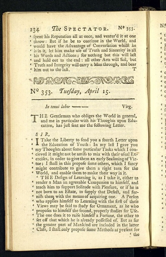 Miniatura de The Spectator del 15 de abril de 1712, nº 353