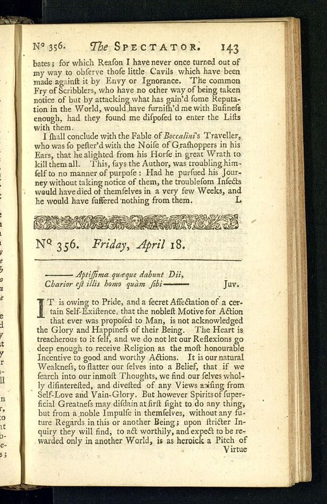 Miniatura de The Spectator del 18 de abril de 1712, nº 356