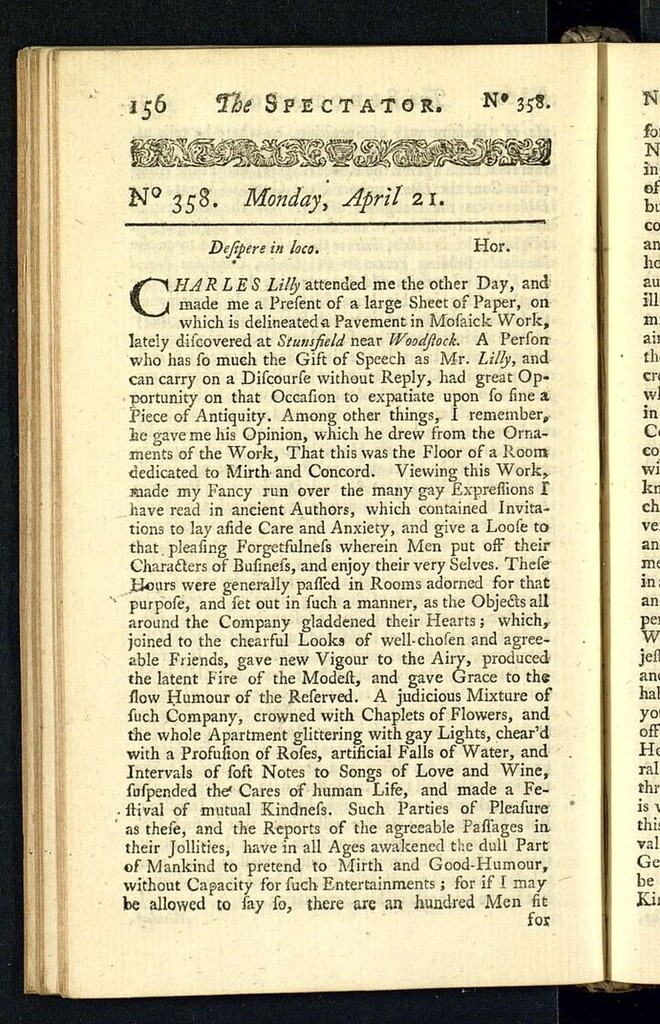 Miniatura de The Spectator del 21 de abril de 1712, nº 358