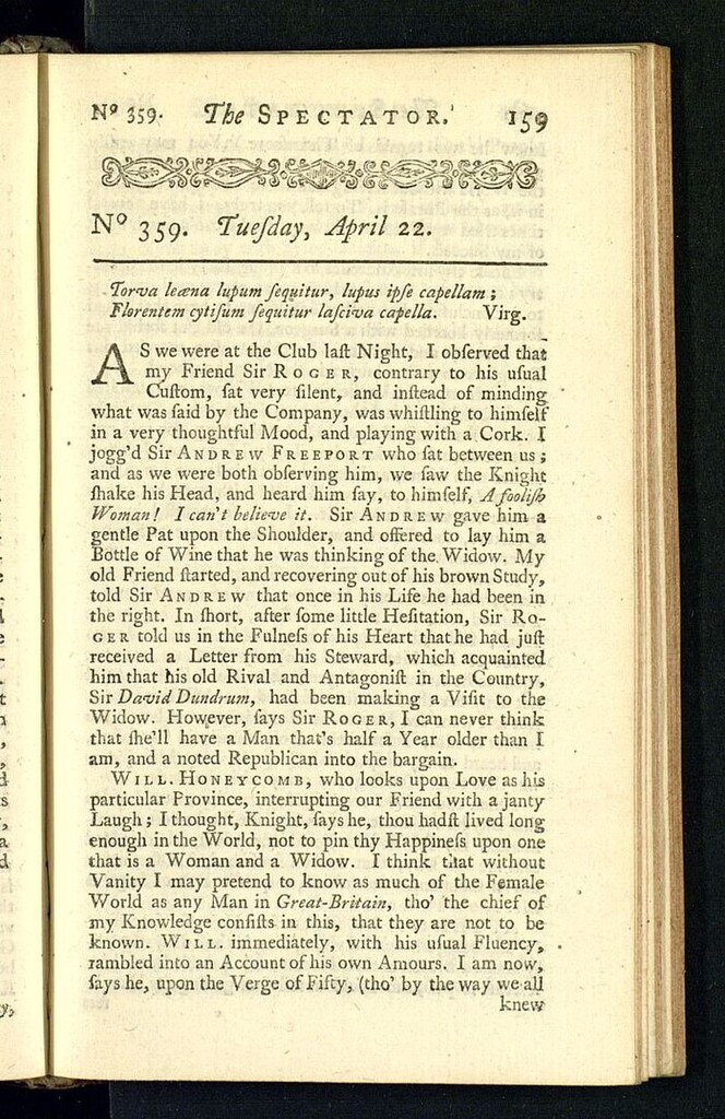 Miniatura de The Spectator del 22 de abril de 1712, nº 359