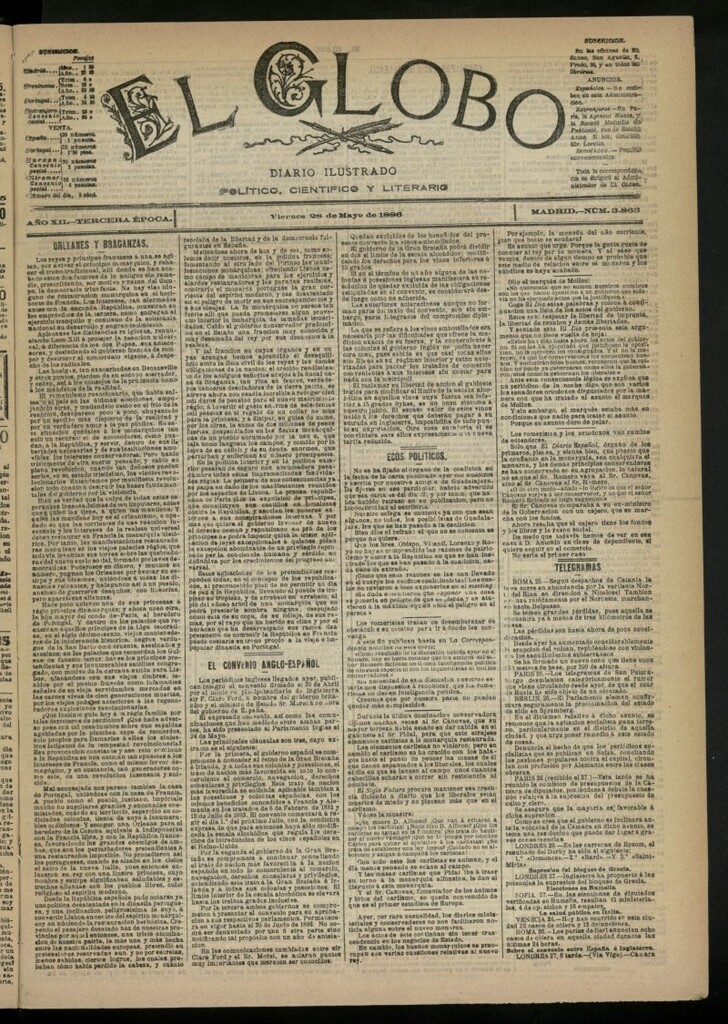 Miniatura de El Globo : diario ilustrado del 28 de mayo de 1886, nº 3863