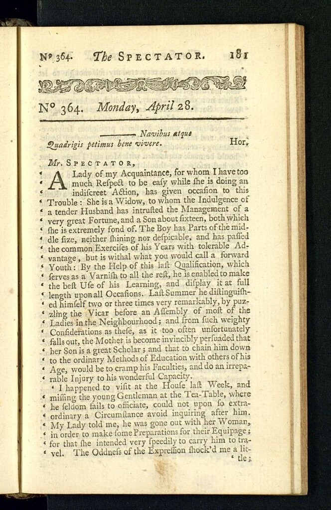Miniatura de The Spectator del 28 de abril de 1712, nº 364
