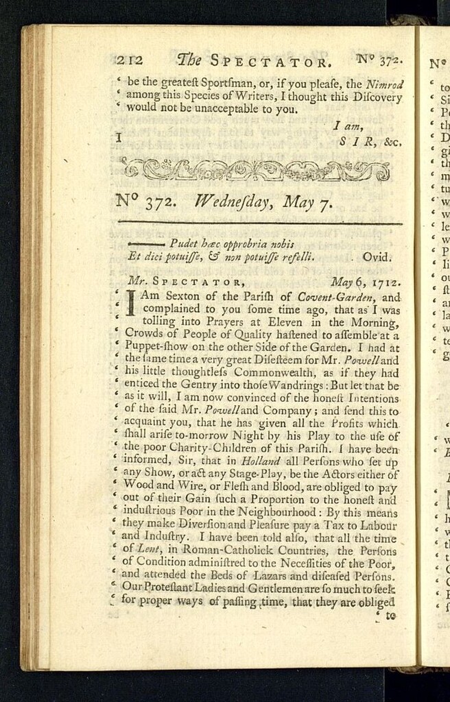 Miniatura de The Spectator del 7 de mayo de 1712, nº 372