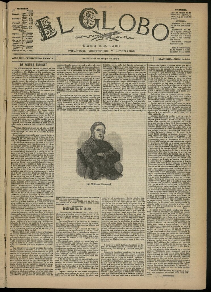 Miniatura de El Globo : diario ilustrado del 29 de mayo de 1886, nº 3864
