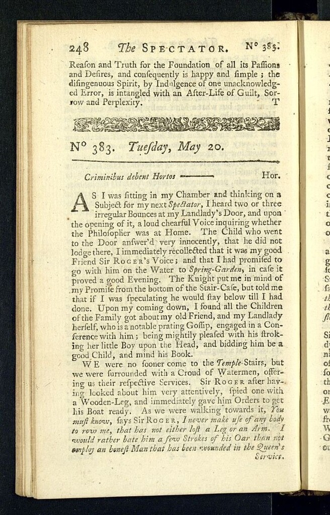 Miniatura de The Spectator del 20 de mayo de 1712, nº383