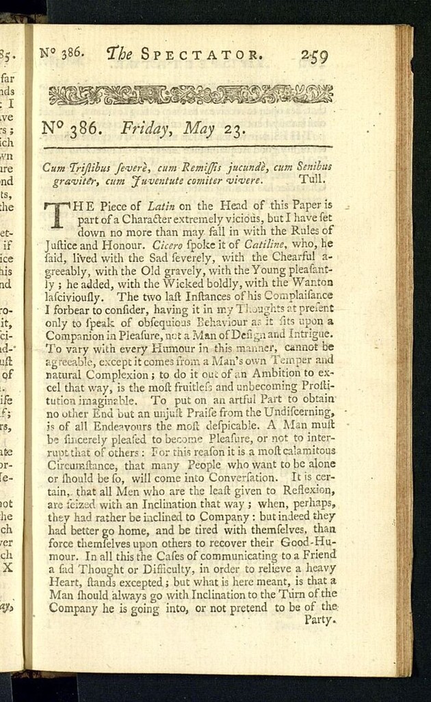 Miniatura de The Spectator del 23 de mayo de 1712, nº 386
