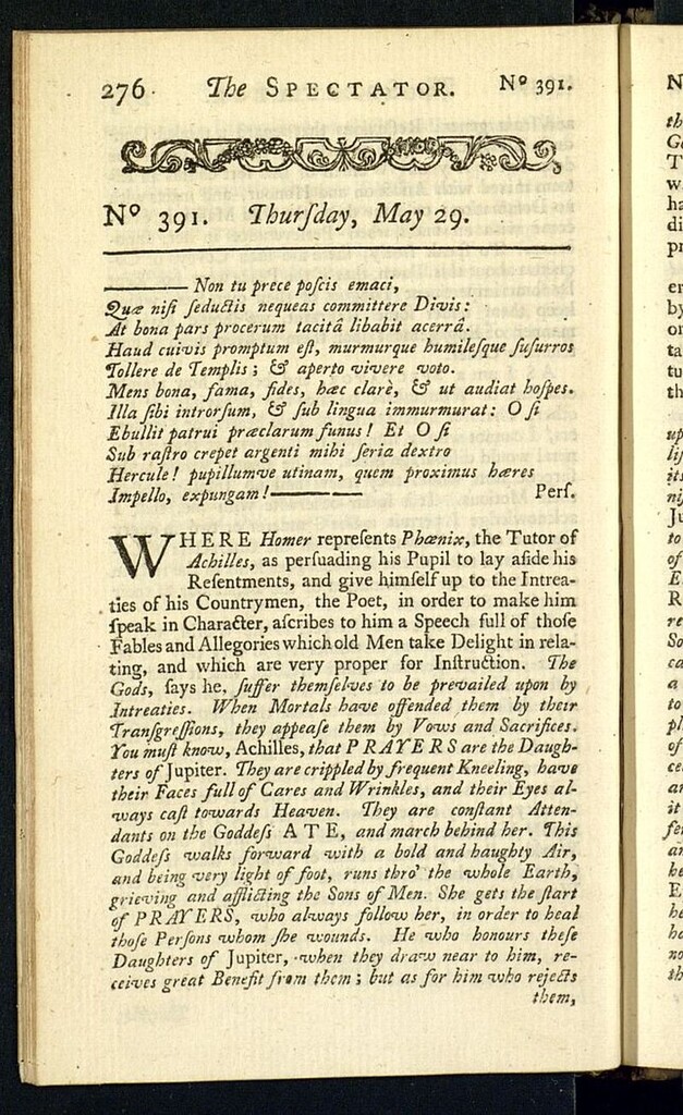 Miniatura de The Spectator del 29 de mayo de 1712, nº 391