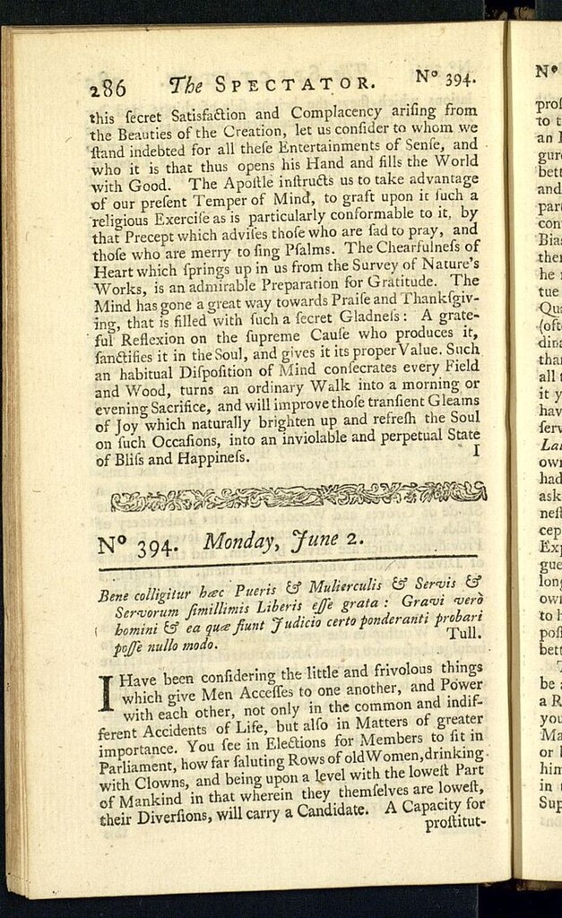 Miniatura de The Spectator del 2 de junio de 1712, nº 394