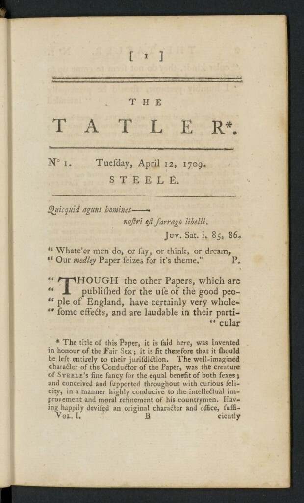 Miniatura de The Tatler del 12 de abril de 1709, nº 1
